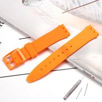 Silikoninė laikrodžio apyrankė Swatch 17mm 19mm 20mm Sagtis Atspari vandeniui Apyrankė Riešo dirželis Laikrodžio priedai 17mm oranžinė