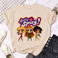 Totally Spies marškinėliai moteriški komiksų japoniški vasariniai T-shirt mergaitei anime y2k japoniški drabužiai L blue