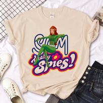 Totally Spies marškinėliai moteriški komiksų japoniški vasariniai T-shirt mergaitei anime y2k japoniški drabužiai M blue