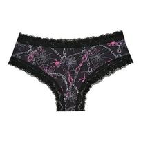 Apatiniai moteriški nėriniuoti kraštai Seksualios kelnaitės Gotikinio stiliaus apatiniai Rausvos Kaukolės Personalizuotos Patogios Kvėpuojančios Trikampės Kelnaitės S&2pcs black
