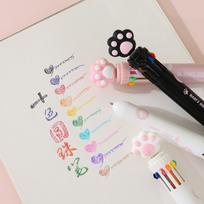 Chenxi Cartoon Cat Paw Multi-Color Ballpoint Pen for Students gray
