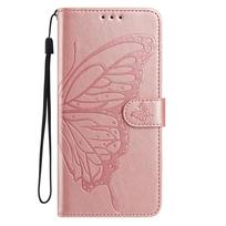 Drugelio gėlės odinis telefono piniginės dėklas knyga Samsung Galaxy A17 A04S A04 A04E A05 A05S A06 A07 A12 A13 A14 A15 A16 dangtelis Galaxy A32 4G beige