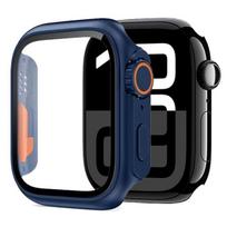 Stiklas+Dėklas Apple Watch 11 10 46mm 42mm 9 8 7 45mm 41mm Ekrano apsauga Pakeisti Ultra 3/2/1 Bamperio Dangtelis iWatch 6 5 4 SE 44mm Series 7-8-9 41MM vidurnakčio mėlyna spalva