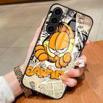 Mielas Katė G-GarfieldeS Telefono dėklas Samsung S26 S25 Edge Ultra S23 S22 S21 S20 Ultra Plus S24 Fe A54 A53 A25 Stiklinis dangtelis Samsung S23