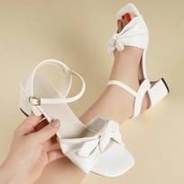 New Fairy Wind Women Sandals Summer Square Toe Block Heels Sexy Pumps Bow Decor Party prom Trend Female Peep Toe Shoes 42 balta