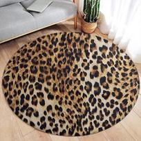 Rudas leopardo rašto apvalus kilimas Madingas gyvūno kailio raštas Moteriai Mergaitei Namų svetainei Miegamajam Dekoratyviniai flaneliniai grindų kilimėliai 60cmx60cm brown