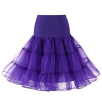 Retro vestuvinė suknelė be petnešėlių su tinkliniu pasijoniu ir spalvotu apatiniu suknelės Dagong Tutu sijonu M (65cm length) violetinė