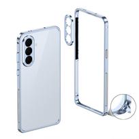 Samsung A57 Metalinis telefono dėklas su žiedu kamerai – Užsegamas rėmelis, Elegantiškas metalo pojūtis Samsung A57 white