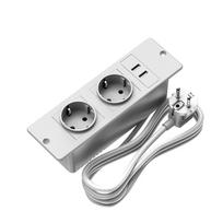 Įleidžiama elektros juosta su 2 lizdais, 2 USB prievadais, įmontuojama baldų įkrovimo stotelė stalui, naktiniam staliukui, spintelėms balta