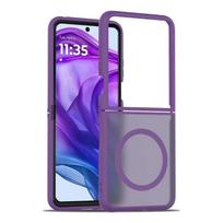 Skirta Motorola Razr 70 Ultra Belaidžio įkrovimo magnetinis dėklas MOTO Razr Ultra Razr+ 2026 modeliams Matinis Smūgiams atsparus Kietas PC dangtelis Bamperis For Razr 70 tamsiai violetine spalva