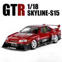 1:18 Silvia Skyline Ares GTR R34 Alloy Modified Wide Body Sports Car Model Diecast Raing Car Vehicle Model Sound Light Kids Gift raudona
