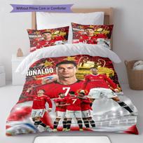 Cristiano Ronaldo plakatas Patalynės komplektas Antklodė Antklodės užvalkalas Pagalvės užvalkalas Namų dekoracija Gimtadienio dovana (1 * antklodės užvalkalas + 2 * pagalvės užvalkalai, be šerdies) 135x200cm red