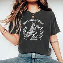 Merginos bus merginos Manto T-shirt Feministinis vabzdžio grafinis marškinėlis Senovinis botaninis Manto marškinėlis Gamtoje mėgstančiojo dovana XXXL tamsiai pilka spalva