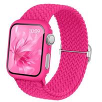 Elastinė pintos nailono apyrankė Apple Watch 4-10 serijoms ir Ultra 2 38/40/41/42mm (S11 Compatible) Unbagged rožinė raudona spalva