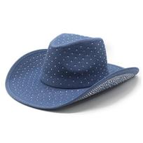 Style Western Cowboy Hat With Rhinestone Design For Men Women Fashion Accessory tamsiai mėlyna spalva
