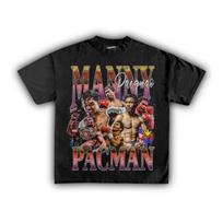 Manny Pacquiao Pacman T-Shirt Oversized Boxing Graphic Tee Multi-Division Champ Men Women Trendy Fight Merch Streetwear L gray