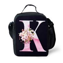 Flower Letters Shoulder Strap Insulated Bag Lunch Box Bag Cartoon for Boy/Girls Best Gifts Student Waterproof Lunch Bag Picnic