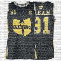 Wu-Tang Clan Krepšinio marškinėliai # 91 Spausdinimas Be rankovių Apvalus kaklas Šeimos derinimas Tinklelis Laisvas kirpimas 90-ųjų Hip Hop Gatvės apranga Tankinis topas 4XL gray