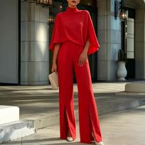 Women's Color Cotton Linen Two-Piece Set Sleeveless Top and Pants M raudona