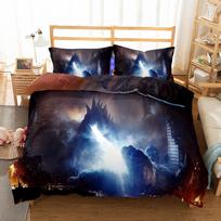 Godzilla Vs King Kong Movie Cartoon Print Bedding Set 2D Printing Duvet Twin Full Queen King Bedclothes Bed Linen 135x200cm black