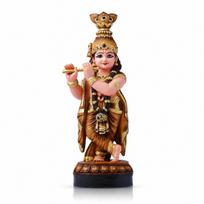 Krishna Statue Lord Idol Murti for Home Mandir Pooja Room Decor Gift  33 cm brown
