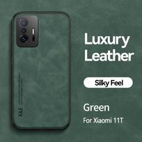 Skirtas Xiomi 11T Pro dėklui Odos tekstūros automobilio magnetinis laikiklis telefono dėklas, skirtas Xiaomi 11T Mi11T Mi 11 T Pro Xiaomi11T minkštas galinis dangtelis For Xiaomi 11T Pro žalia