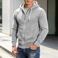 Men's Color Block Raglan Sleeve Zip Up Hoodie for Fitness and Casual Wear M šviesiai pilka spalva