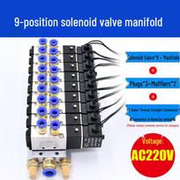 4V110-06 Pneumatinis solenoidinis valdymo vožtuvas raštų siuvimo mašinai su 24V, 220V kolektoriniu pagrindu ir cilindrų vožtuvų sala