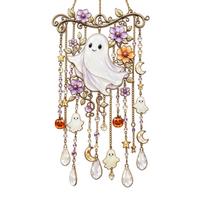 Halloween Wind Hanging Ornament for Outdoor Patio Garden Home Decor One Size white