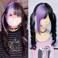 Juoda Pilka Lolita Jirai Kei Romaniški Garbanoti Perukas Dviguba Uodega Pilnos Galvos Perukas Gotikinis Saldus Natūralių Plaukų Perukas Moterims gray