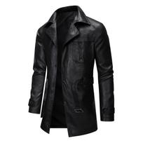 Šiurpi madinga vidutinio ilgio odinė striukė vyrams Slim Fit dvieiliu odiniu vėjuodegiu žiemai vyriška kokybiška nauja striukė XL juoda