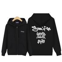Stray Kids Zip-Up Hoodie Kpop STAY Merch Unisex Casual Long Sleeve Full-Zip Cardigan Sweatshirt Autumn Winter Streetwear Jacket XL black