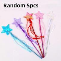 5/10Pcs Princess Fairy Magic Wands Sparkle Star Ribbon Design for Baby Shower Party Favors Kids Gift A1 pink