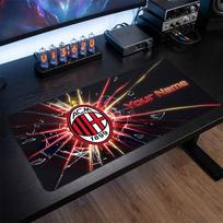 AC Milan Custom Large Mouse Pad, Personalized Name Text Print, Football Logo Non‑Slip Desk Mat Gaming Gift 30cmx60cm gray