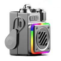 LED Display Screen RGB Desktop Subwoofer Wireless Loudspeaker Metal Mechanical Bluetooth Speaker Support Calendar Alarm Clock DK06 black