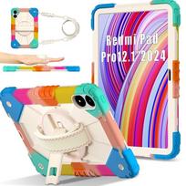 For Redmi Pad Pro 5G 12.1 inch Case Kids Safe Silicon PC Shoulder Strap Shockproof Armor Stand Tablet Cover MI pad SE 8.7 2024 blue