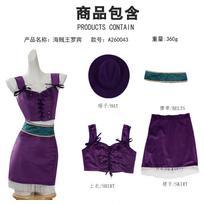 Nico Robin cosplay kostiumas pilnas komplektas violetinė maikutė liemenė kutuota suknelė skrybėlė diržas anime karnavalo kostiumas Helovino cosplay kostiumas XXL&Other blue