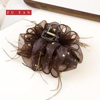 Super Fairy Feather Hair Clip: Elegant Princess Shark Clip Accessory black