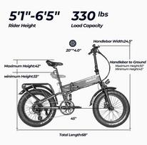 PASELEC PX6 1000W48V12Ah 20*4.0-inch fat tire, foldable, 7-speed color instrument, mechanical disc brake, shipped from EU PX6 spoked wheel- 1000W48V12Ah -TT