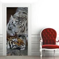 Tiger Animal durų lipdukas PVC „pasidaryk pats“ lipnus vandeniui atsparus tapetas durims Svetainės miegamojo plakatas Namų dekoro deursticker 40x120cm gray