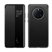 Magnetinis atverčiamas odinis telefono dėklas, skirtas Huawei P50 Pro P40 Lite P30 Honor 50 Nova 9 8 7 Mate 50 40 30 RS smūgiams atsparus Smart View dangtelis For P30 juoda