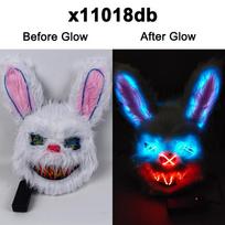 LED švytinti zuikio veido kaukė Baisi kruvina žudiko kaukė Neoninė siaubo triušio kaukė Helovino kaukių šokių vakarėlio rekvizitai gray