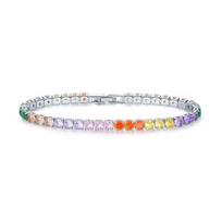 4 mm kubinio cirkonio teniso apyrankė Moteriška Vestuvinė Papuošalai Purpurinė Cirkonis CZ Vyriškos Apyrankės Punk Hiphop Sidabro Spalva Pulseras Mujer 19cm length white