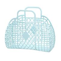 Tuščiaviduris laikymo krepšelis Plastikinis daugkartinis nešiojamasis sulankstomas krepšys, skirtas paplūdimio namams prie lovos apsipirkti žaislams Cl Blue 250x110x220mm/9.84x4.33x8 white