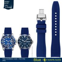 Išlenktas galas, silikoninis guminis laikrodžio dirželis vyrams Rolex Water Ghost seiko citizen tissot 20MM 22MM sport apyrankė universalus diržas 21mm gray