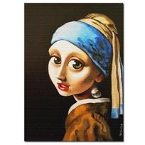 Juokinga Mona mergaitė su perlais, klasikiniai šiuolaikiniai personažai, kūrybinis menas, drobės paveikslai, sienų plakatai, namų dekoras 60x80cm No Framed