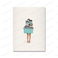 Juokingas Minimalus Skalbinių Sulankstymo Sienos Menas Drobės Tapyba Nordic Plakatai Ir Spaudiniai Nuotraukos Skalbinių Kambariui Namų Dekoras 50x80cm No Framed tamsiai mėlyna spalva