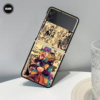 JoJo Bizarre Adventur Anime Case For Samsung Galaxy Z Flip 3 5G Funda ZFlip3 Luxury Black PC Hard Shockproof Back Phone Coque Sh Samsung Z Flip 5G beige