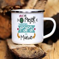 Best Dad In The Word Print Mug Camping Handle Mugs Handle Campfire Party Enamel Cup Creative Coffee Cups The Best Gifts for Dad 360ml white