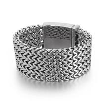 Plati tinklelio grandinėlės apyrankė vyrams blizganti roko stiliaus berniuko apyrankė sunkiojo metalo papuošalas dovana 21cm gray